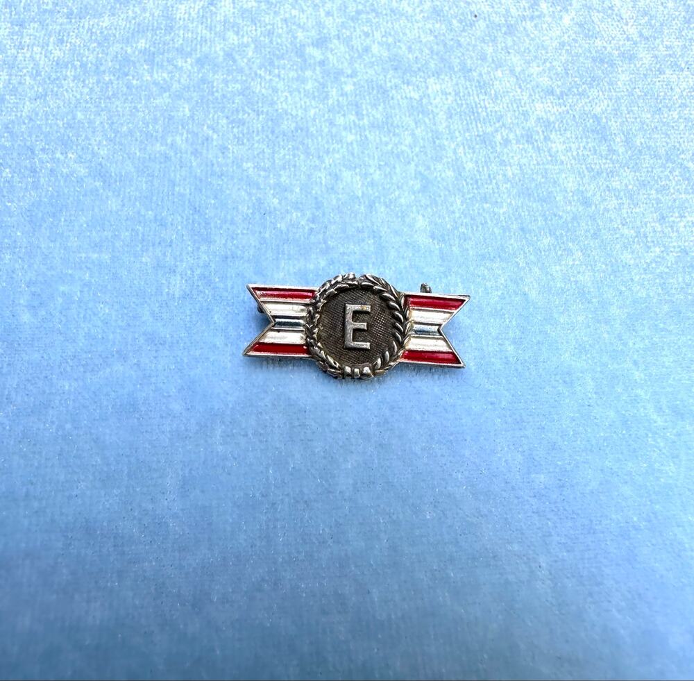 WWII Army Navy E Award Pin Sterling Silver Production Excellence Military